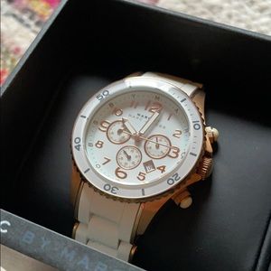 Marc by Marc Jacobs white and gold watch